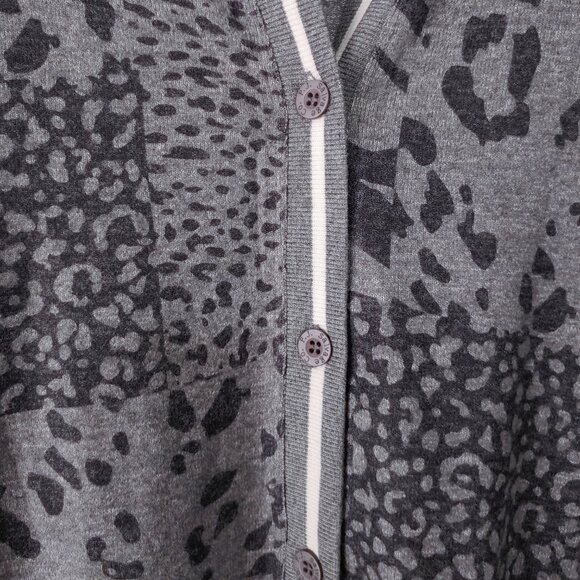 PJ Salvage Cardigan Leopard Grey Collegiate Collar Stripe Oversize Long Sleeve - Picture 4 of 7